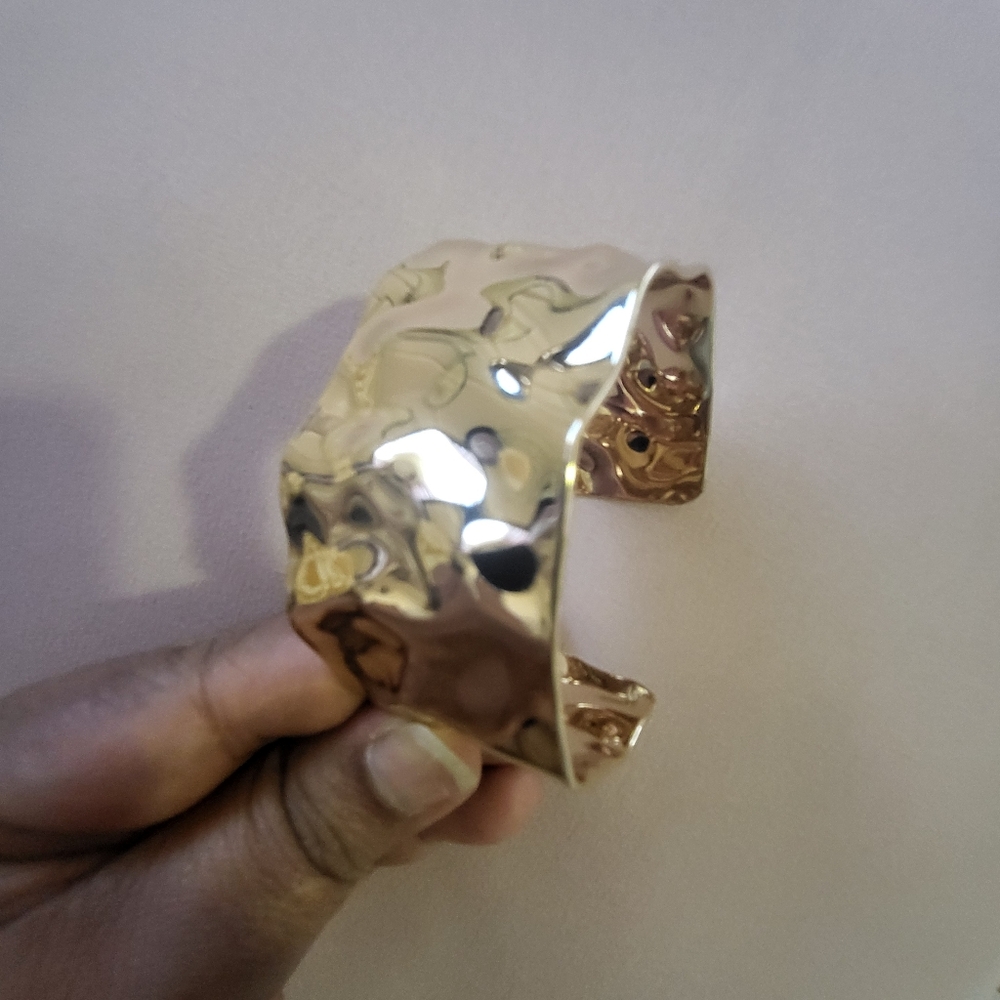 INC International Concepts Gold Textured Cuff Bracelet - Picture 2 of 5